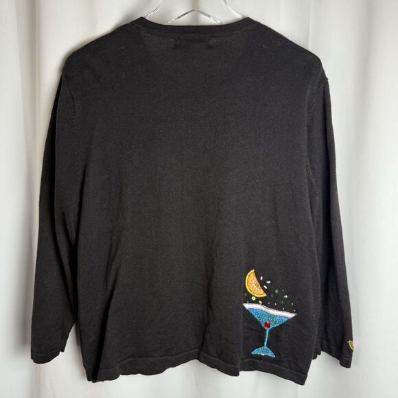 Jack B Quick Beaded Embroidered Appliqué Martini Cardigan Sweater Sz XL - Picture 4 of 6